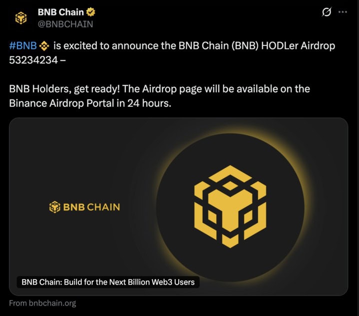 Bnb Chain X Account Malicious Post