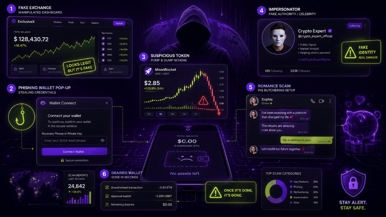 Crypto Scam Warning Infographic