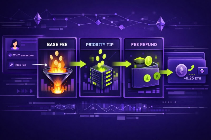 Ethereum gas fee breakdown visualization
