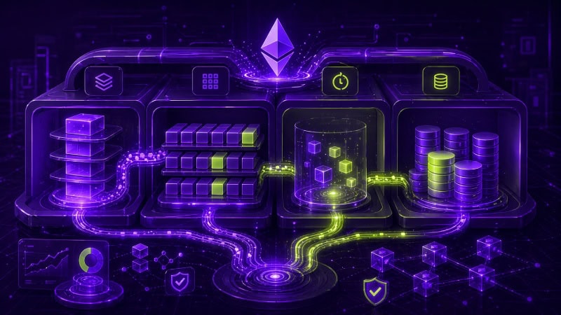 Futuristic blockchain data flow dashboard