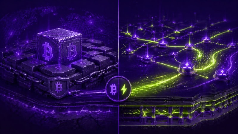 Futuristic blockchain network divided by light