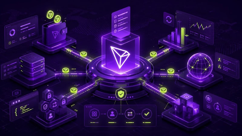Futuristic blockchain network hub visualization