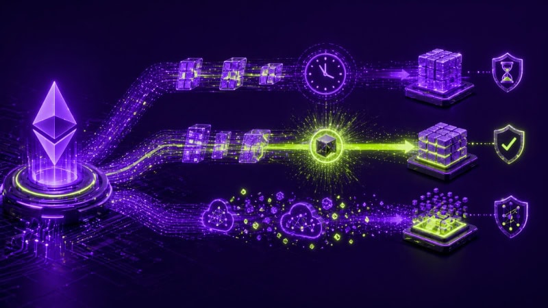Futuristic blockchain network in neon glow