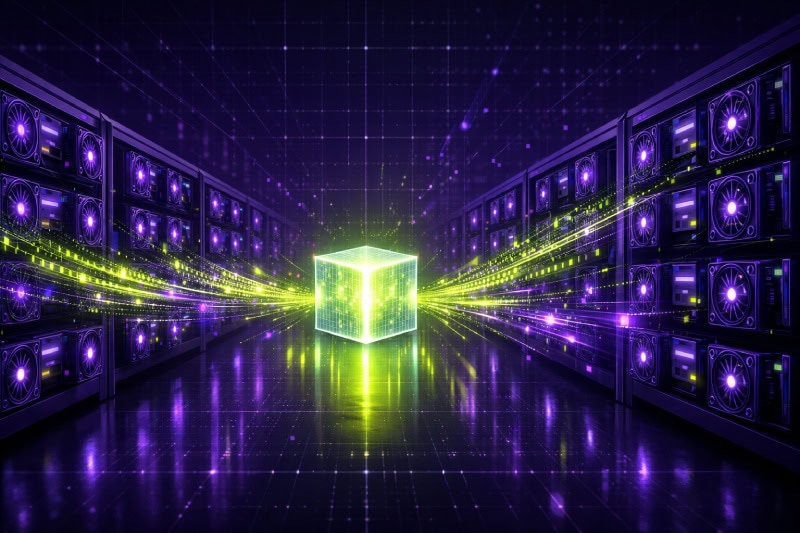 Futuristic cryptocurrency mining hub