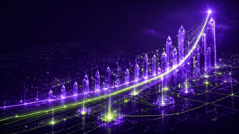 Futuristic cyber city with glowing pathways