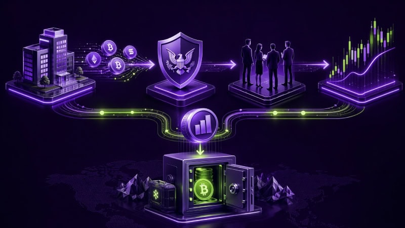Futuristic digital finance flowchart