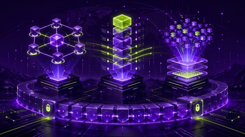 Neon blockchain landscape with secure network
