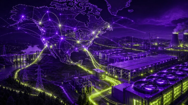Neon grids of power and industry