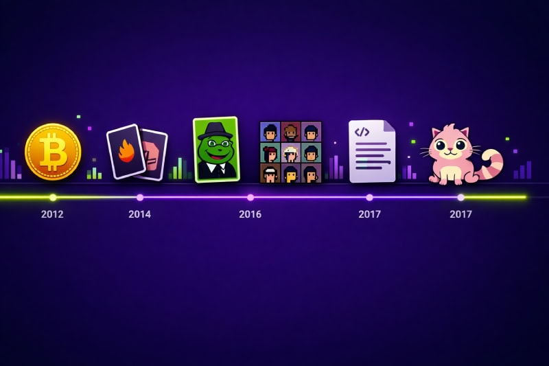 NFT timeline from 2012 to 2017