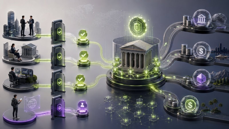 Futuristic Crypto Financial Ecosystem Diorama
